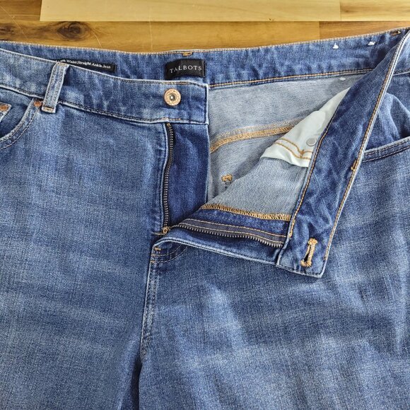 Talbots Women's Size 16W Ventura Wash High Waist Straight Ankle Jeans Raw Hem - Picture 7 of 11